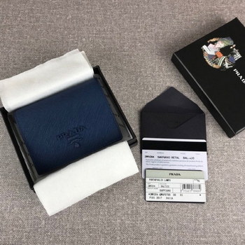 Replica Cheap Replica Prada 1MV204 Women Small Saffiano Leather Wallet Blue