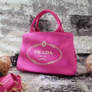 Replica Prada Top Handle Canvas Cowboy Shopping Bag Pink
