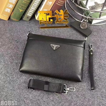 Replica Prada 80851 Men Zip Clutch Bag Black