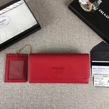 Replica Cheap Replica Prada 1MH132 Women Leather Wallet Red
