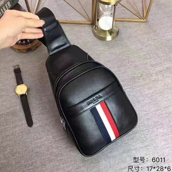 Replica Prada 6011 Men Leather Bag Black
