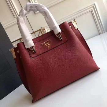 Replica Prada 2018 Women Leather Tote Bag Red