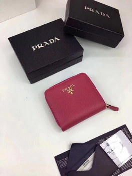 Replica Prada Saffiano Women Leather Coin Purse Red