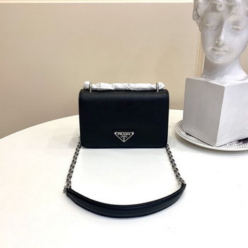 Replica Replica Prada 1BD032 Women Nylon and Saffiano Leather Shoulder Bag Black