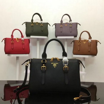 Replica 2016 New Arrival Prada 8629 Genuine Leather Handbag Black