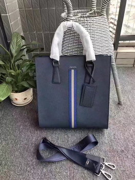 Replica Prada A6665 Men Saffiano Leathe Tote Blue