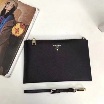 Replica Prada 175 Women Leather Clutches Black