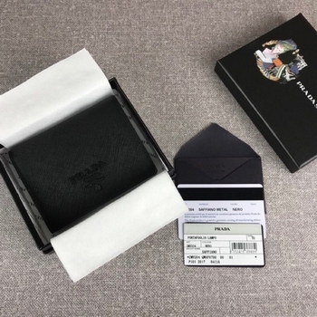 Replica Cheap Replica Prada 1MV204 Women Small Saffiano Leather Wallet Black