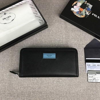 Replica Cheap Prada 1ML506 Women Long Zipper Leather Wallet Black