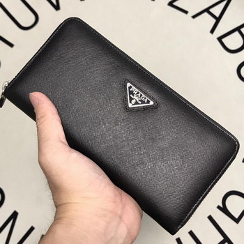 Replica Fake Prada ML317 Men Saffiano Leather Wallet Black