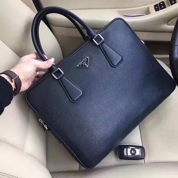 Replica Prada 8082 1 Leather Men Briefcase Bag Black