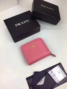Replica Prada Saffiano Women Leather Coin Purse Pink