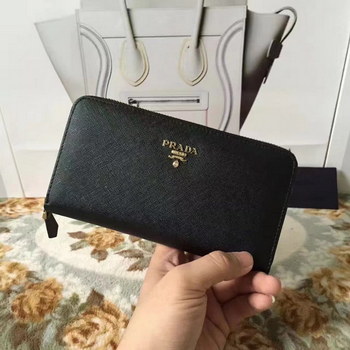Replica Prada LM0506 Leather Wallet Black