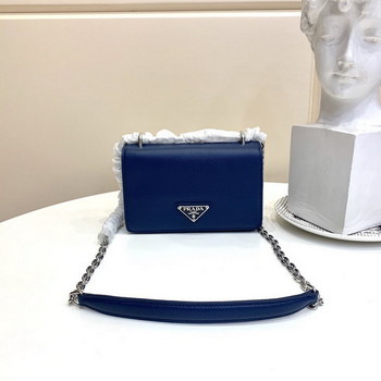 Replica Replica Prada 1BD032 Women Nylon and Saffiano Leather Shoulder Bag Blue