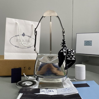 Replica Copy Prada Cleo Brushed Leather Shoulder Bag Sliver