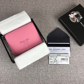 Replica Cheap Replica Prada 1MV204 Women Small Saffiano Leather Wallet Pink