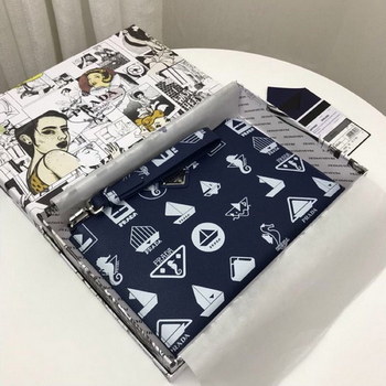 Replica Replica Prada 2NH005 Men Saffiano Leather Pouch Blue