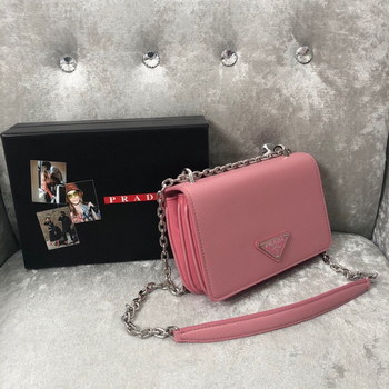 Replica Replica Prada 1BD032 Women Nylon and Saffiano Leather Shoulder Bag Pink