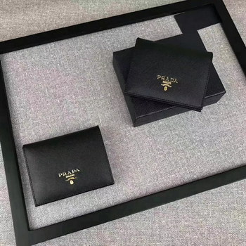 Replica Prada 1M0204 Women Saffiano Leather Small Wallet Black