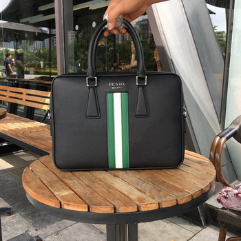 Replica Prada 2VE368 9 Men Leather Briefcase Bag Black