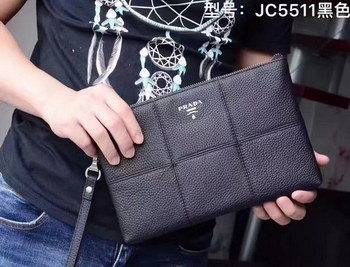 Replica Prada JC5511 Leather Men Portfolio Bag Black