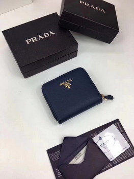 Replica Prada Saffiano Leather Coin Purse Blue