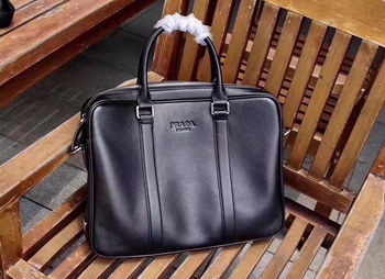 Replica Prada Top Quality Men Leather Briefcase Black