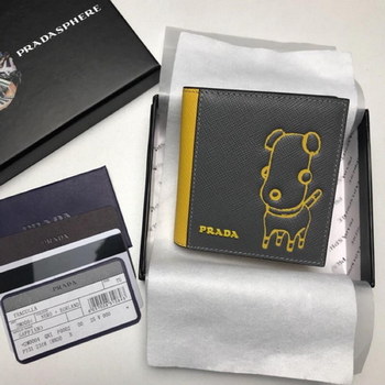 Replica Replica Prada 2MO004 Men Pradamalia Saffiano Leather Wallet Yellow