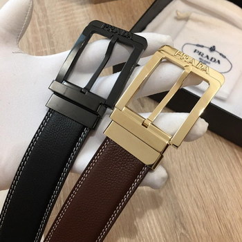 Replica Replica Prada Men Leather Reversible Belt Width 34cm With Gold Buckle 007