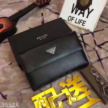 Replica Prada 3552A Black Leather Flap Clutch Bag
