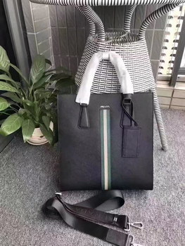 Replica Prada A6665 Men Saffiano Leathe Tote Black