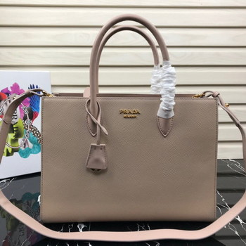 Replica Original Copy Prada 1BA153 Large Saffiano Leather Handbag Light Pink with Black