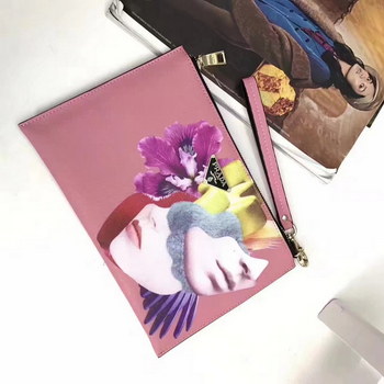 Replica Prada 2017 Art Printing Leather Clutch Bag Pink