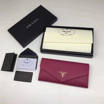 Replica Prada 1M1176 Women Leather Wallet Red