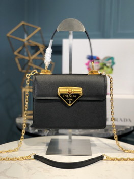 Replica Replica Prada Women Saffiano Leather Shoulder Bag Black