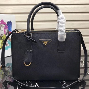 Replica Original Copy Prada Galleria Small Saffiano Leather Bag Black 1BA863