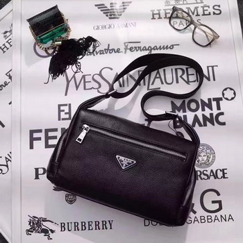 Replica Prada 167 Men Leather Mini Messenger Bag Black