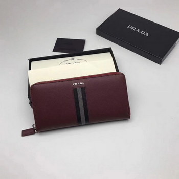 Replica Prada 2M1317 Men Document Holder Saffiano Leather Long Wallet Red