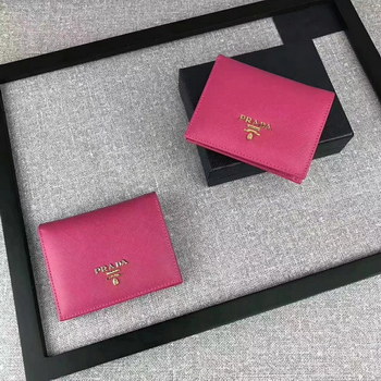 Replica Prada 1M0204 Women Saffiano Leather Small Wallet Pink
