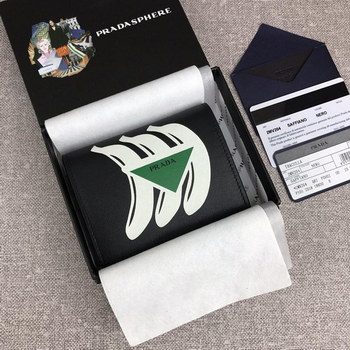 Replica Replica Prada Men 1MV204 Banana Leather Small Wallet Black