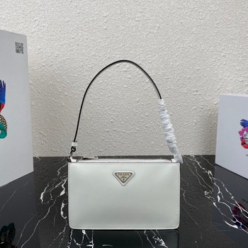 Replica Top Replica Prada 1BC155 Brushed Leather Mini Bag White