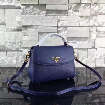 Replica Prada Women Saffiano Leather Flap Tote Bag Blue