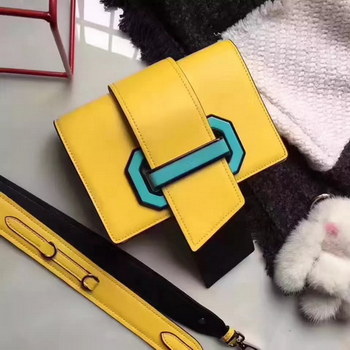Replica 2017 Prada Plex Ribbon Calf Leather Bag Detachable Strap Yellow