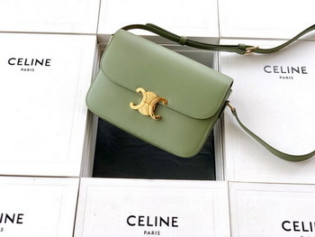 Replica Original Copy Celine Medium Triomphe Bag in Shiny Calfskin Green