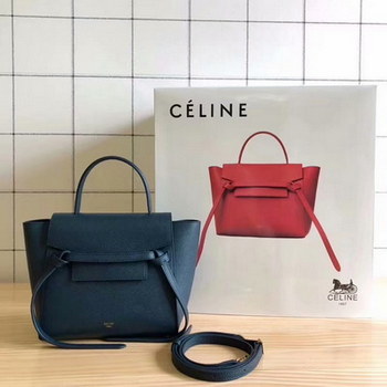 Replica Replcia Celine Nano Belt Bag in Grained Calfskin Blue