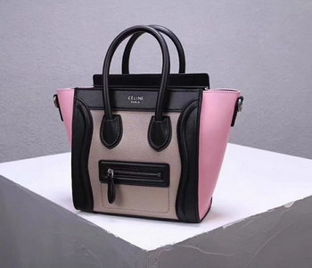 Replica Cheap Replica Celine Nano Luggage Bag in Multicolour Baby Grained Calfskin Pink Black White