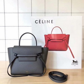 Replica Replcia Celine Nano Belt Bag in Grained Calfskin Gray
