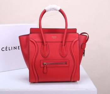 Replica Celine Micro Luggage Handbag In Satinated Natural Calfskin Red