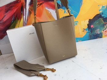 Replica Celine Seau Sangle Small Bucket Bag in Soft Grained Calfskin Khaki
