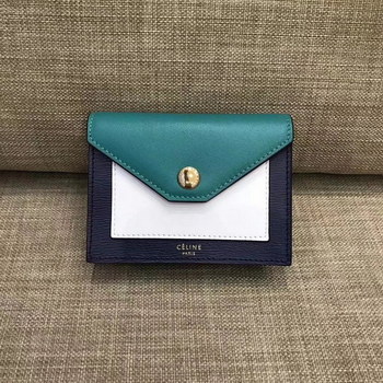 Replica Celine Pocket Card Holder in Calfskin Liege and Shiny Smooth Calfskin Green